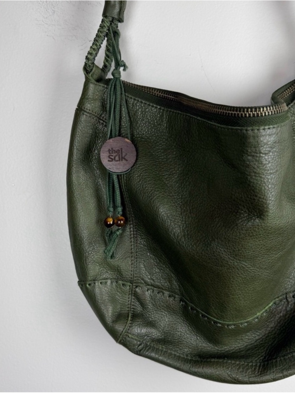 The Sak Olive Green Leather Hobo Bag crescent y2k - Picture 3 of 9